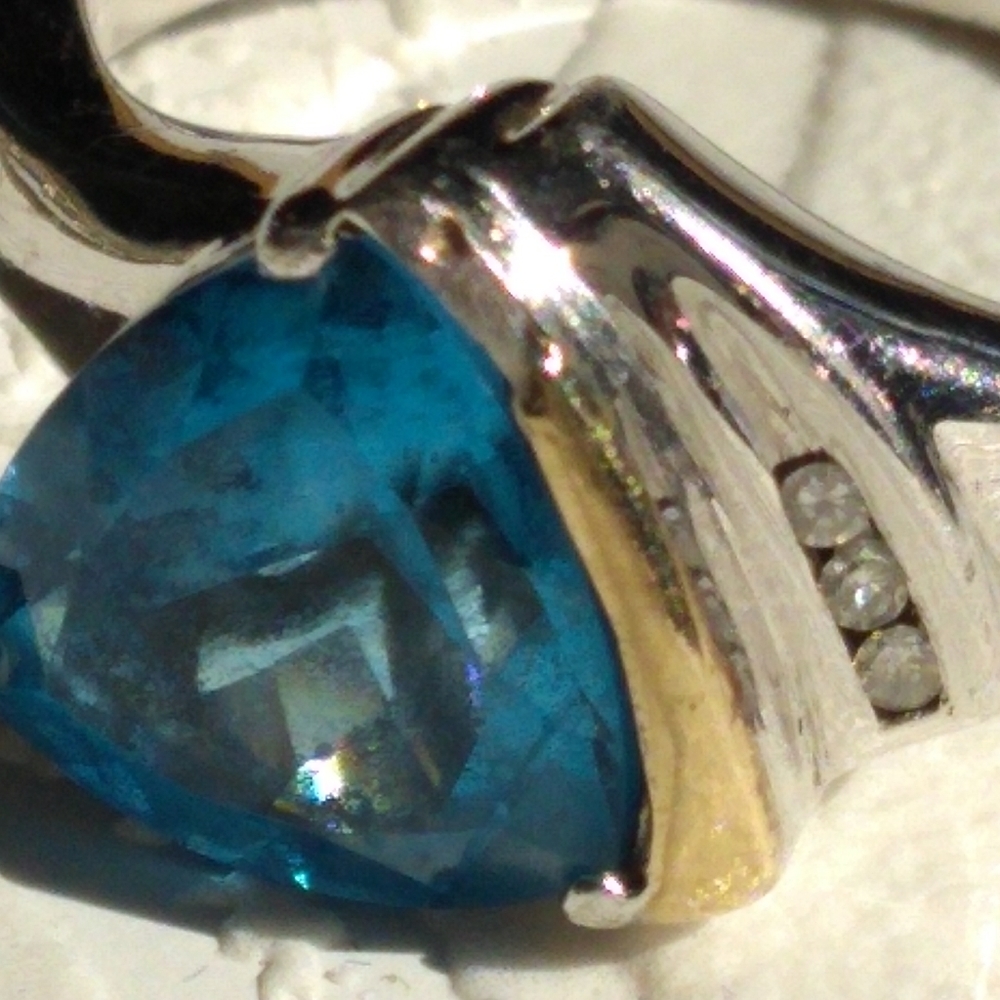 AV 925 + 14K Topaz Diamond Ring ALWAND VAHAN - Picture 12 of 16